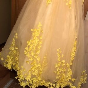 yellow floral prom dresses